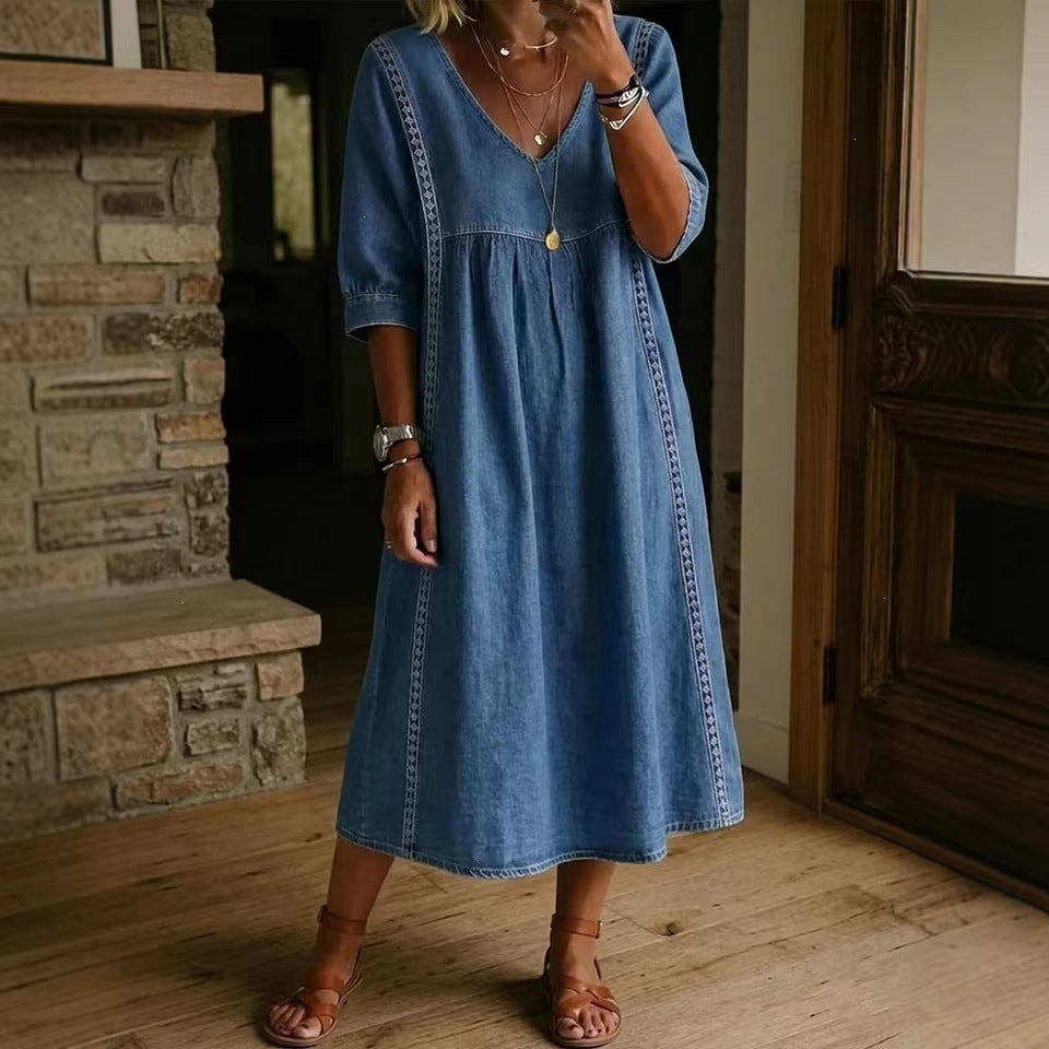 Naomi - Elegant Lace Linen Dress