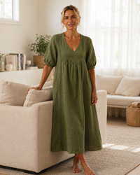 Naomi - Elegant Lace Linen Dress