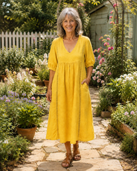 Naomi - Elegant Lace Linen Dress