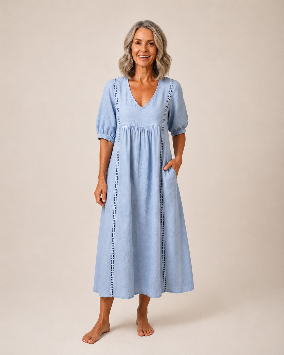Naomi - Elegant Lace Linen Dress