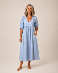 Naomi - Elegant Lace Linen Dress