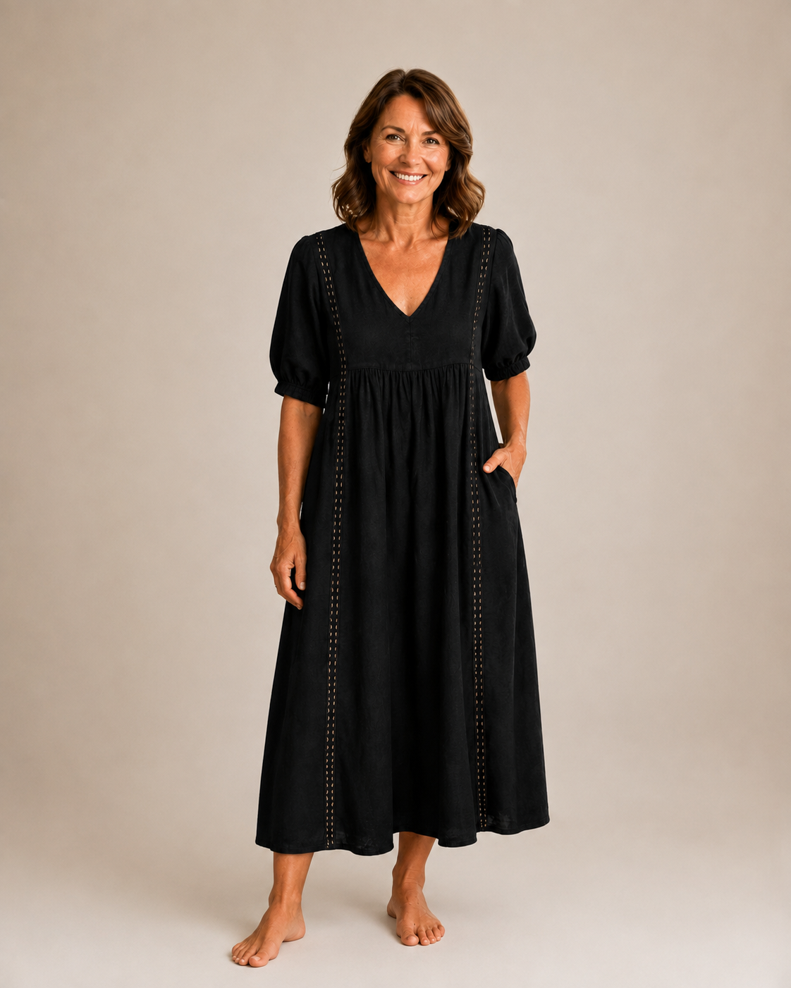 Naomi - Elegant Lace Linen Dress