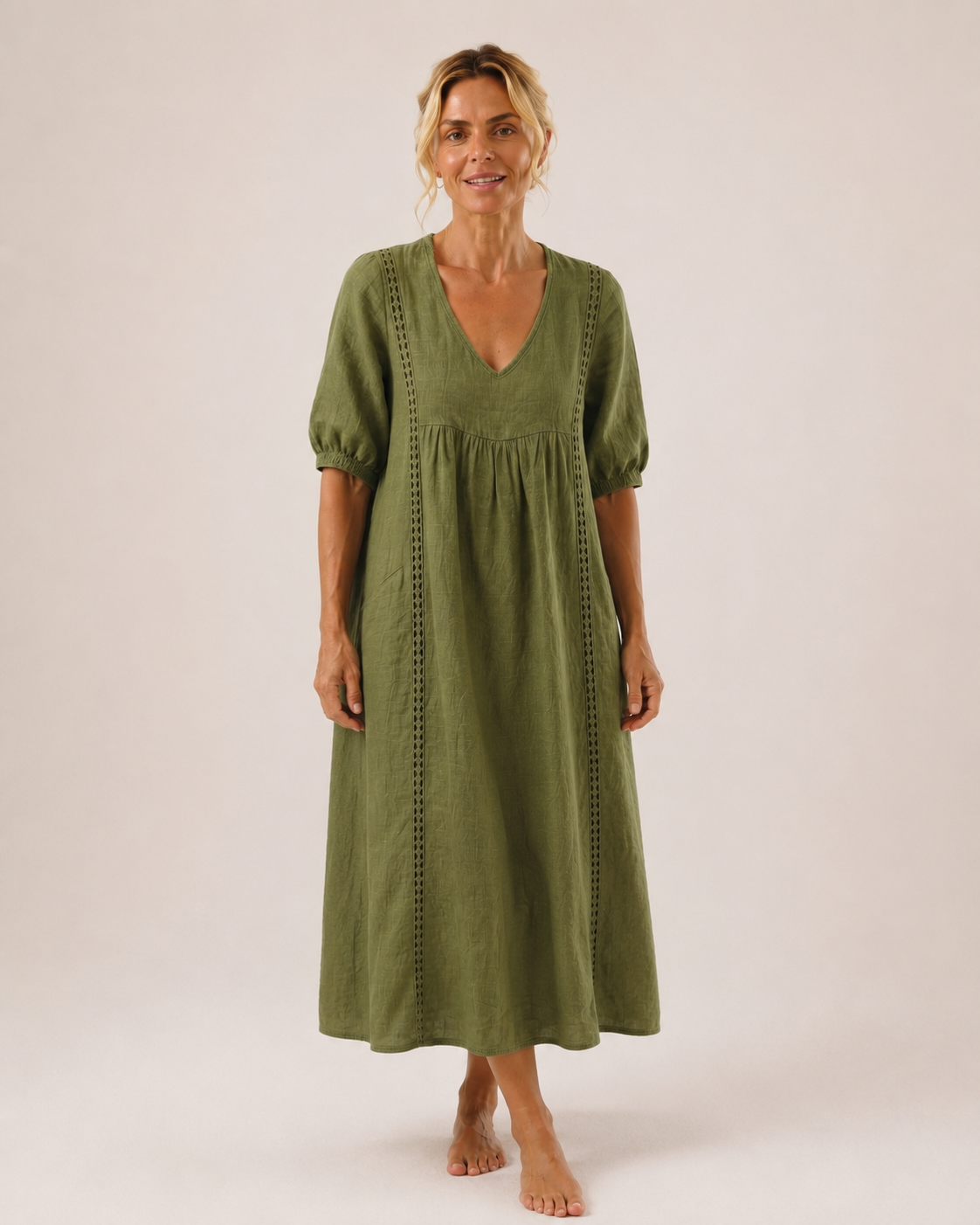 Naomi - Elegant Lace Linen Dress