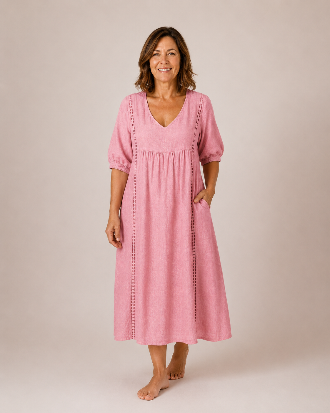 Naomi - Elegant Lace Linen Dress
