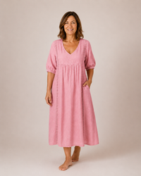 Naomi - Elegant Lace Linen Dress