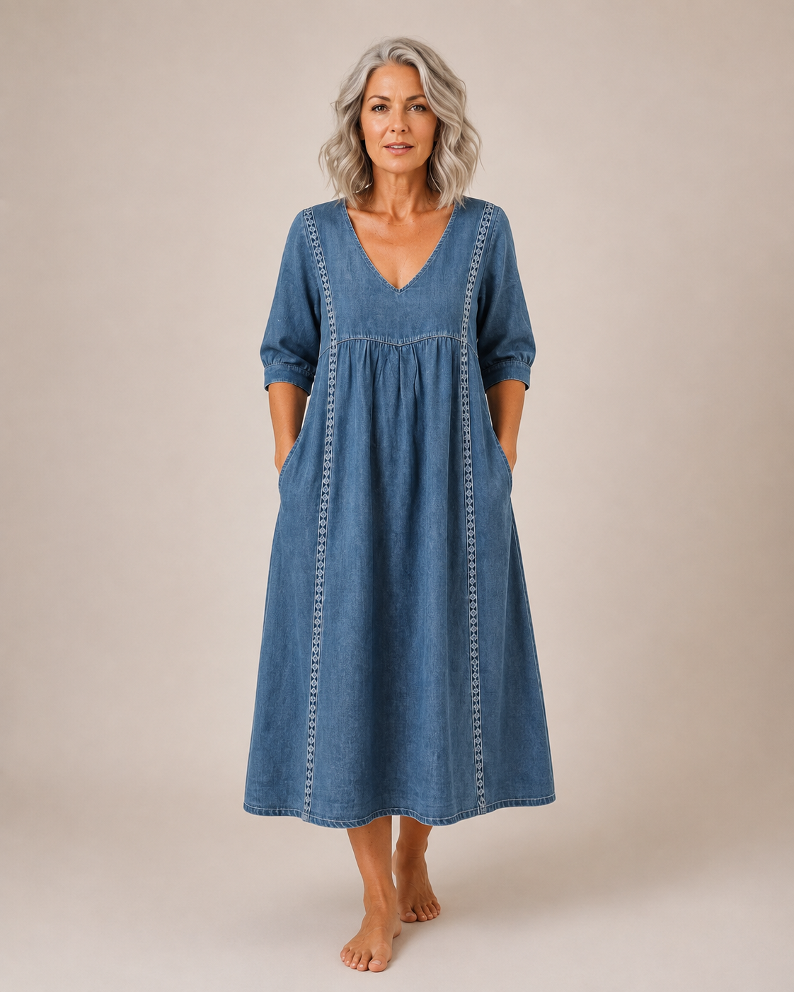Naomi - Elegant Lace Linen Dress