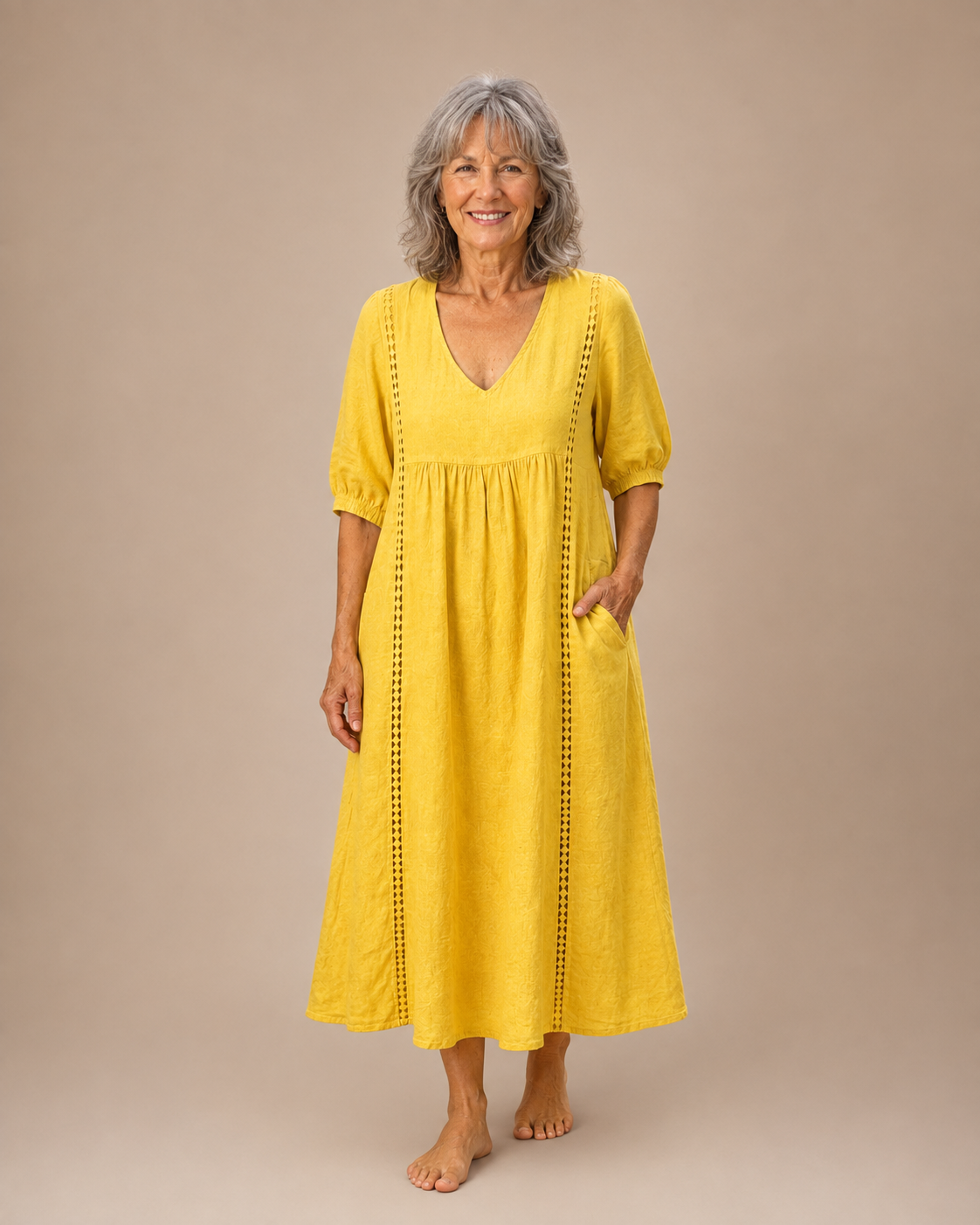 Naomi - Elegant Lace Linen Dress