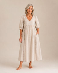 Naomi - Elegant Lace Linen Dress