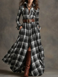 Rhiannon - Plaid Button-Up Maxi Dress