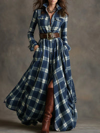 Rhiannon - Plaid Button-Up Maxi Dress