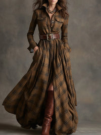 Rhiannon - Plaid Button-Up Maxi Dress