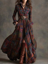 Rhiannon - Plaid Button-Up Maxi Dress