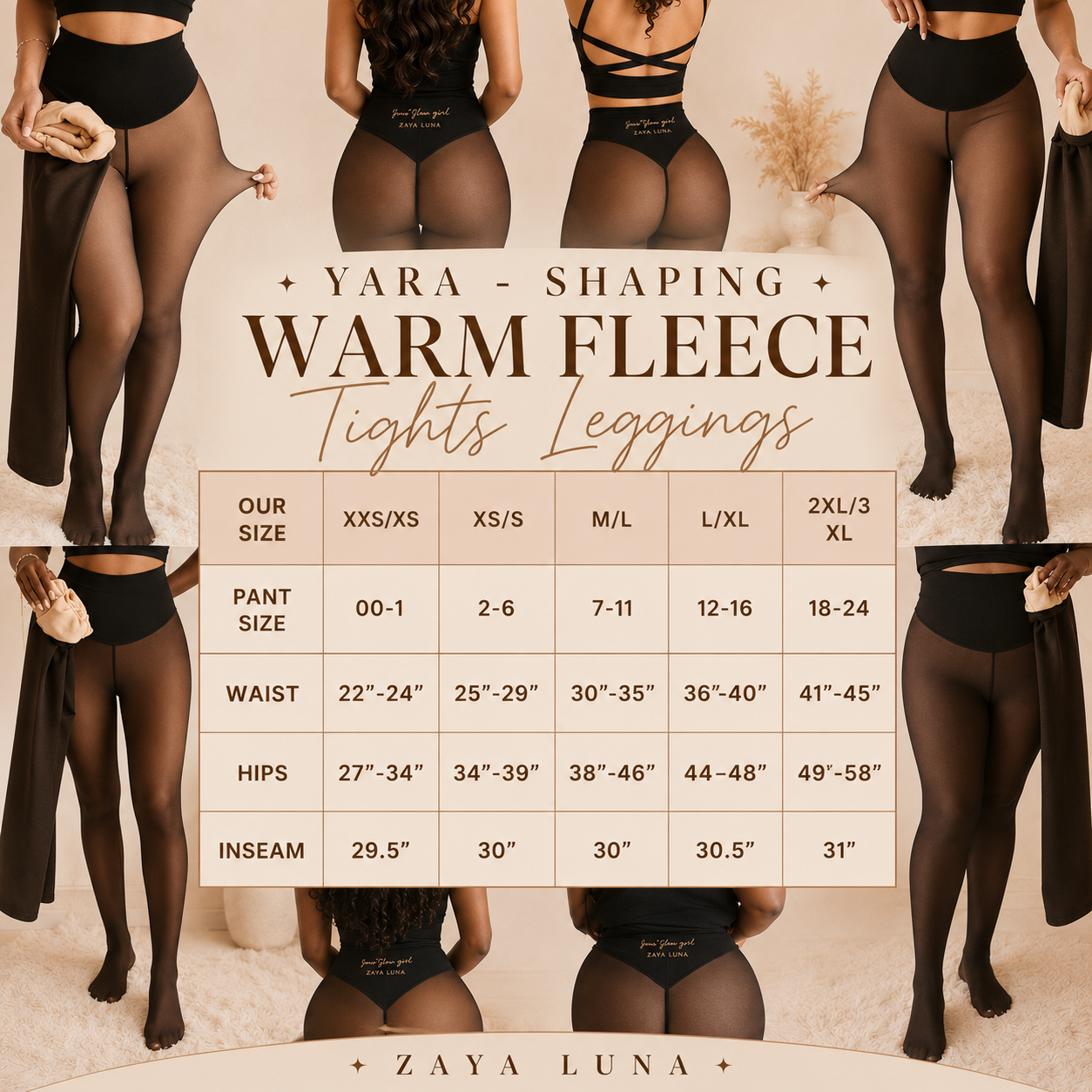 Yara - Shaping Warm Fleece Tights Leggings