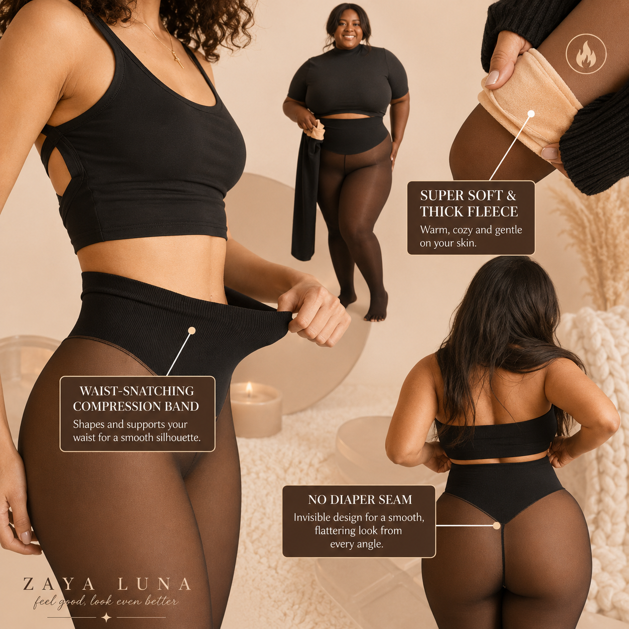 Yara - Shaping Warm Fleece Tights Leggings