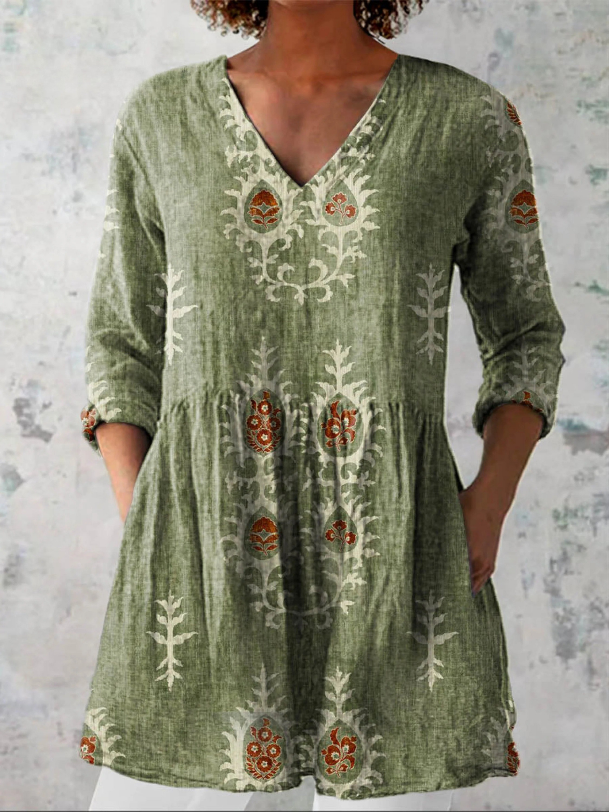 Astrid - Long V-Neck Blouse