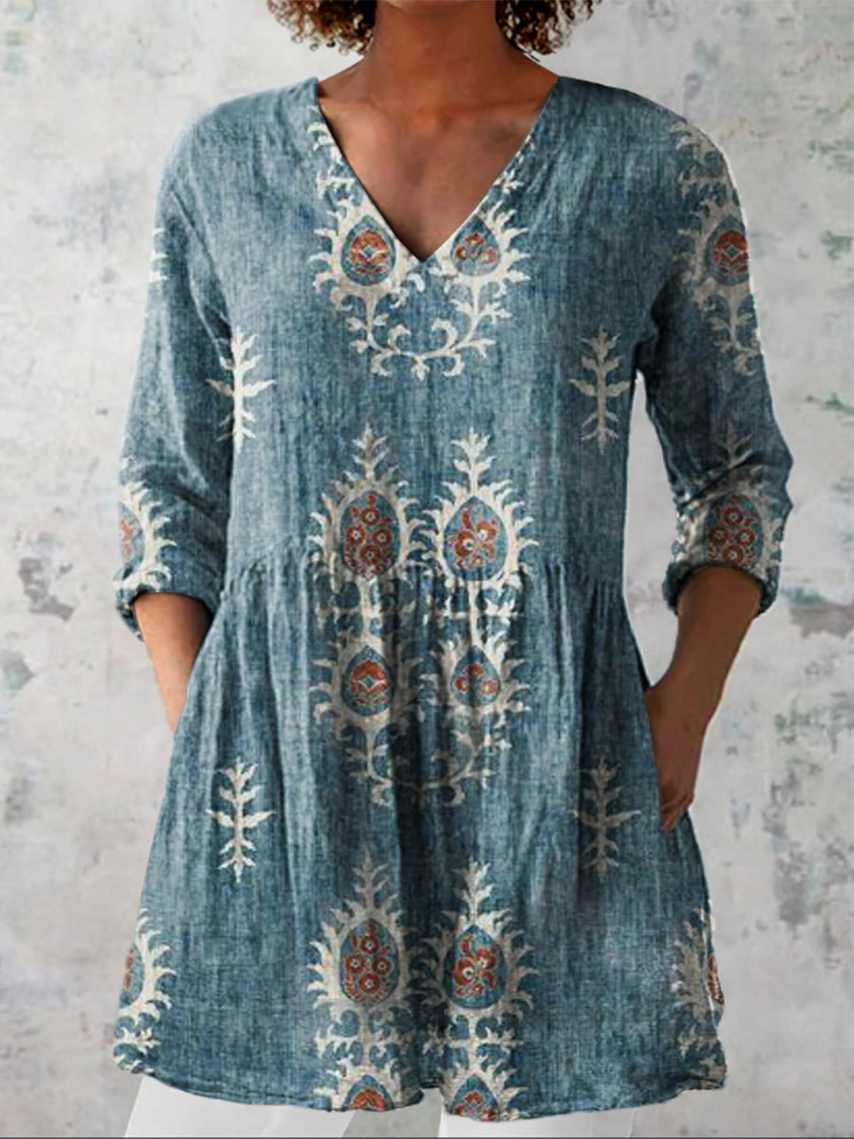 Astrid - Long V-Neck Blouse