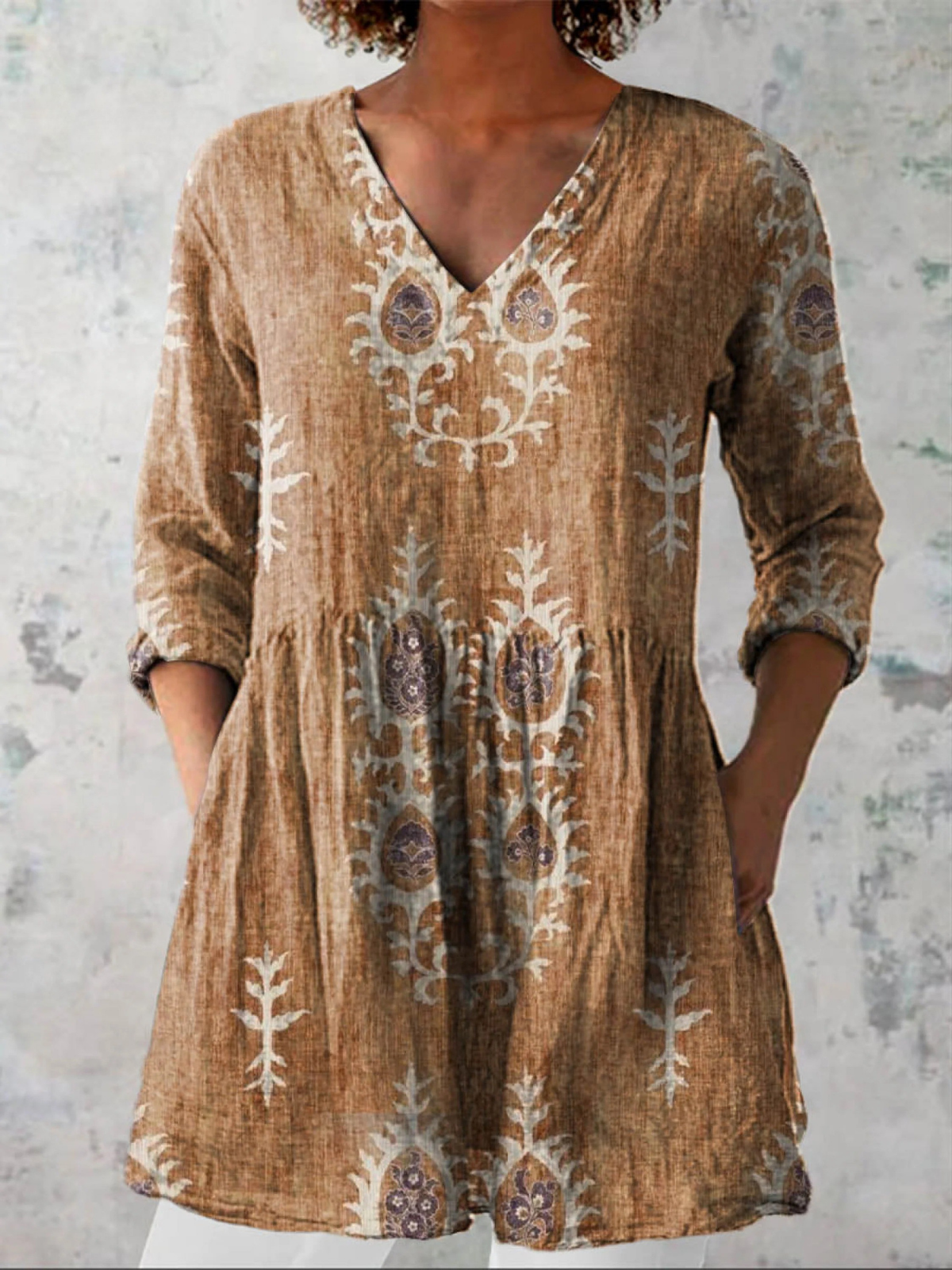 Astrid - Long V-Neck Blouse