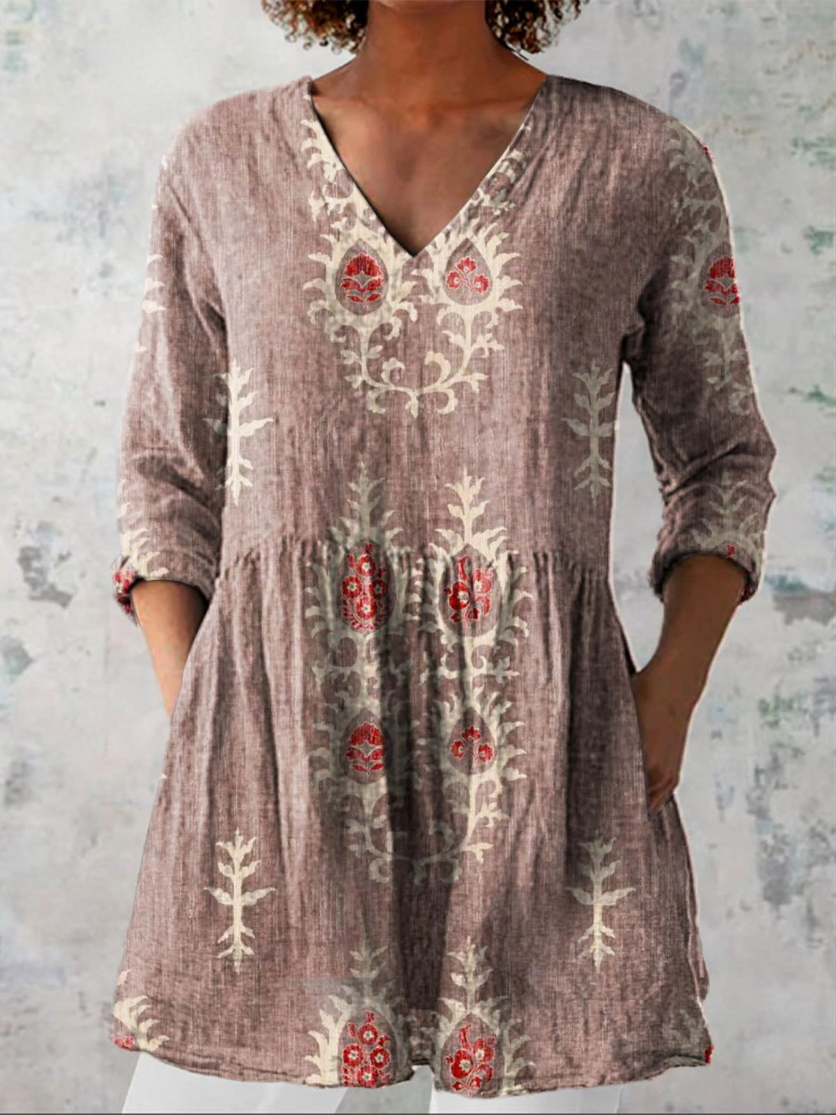 Astrid - Long V-Neck Blouse