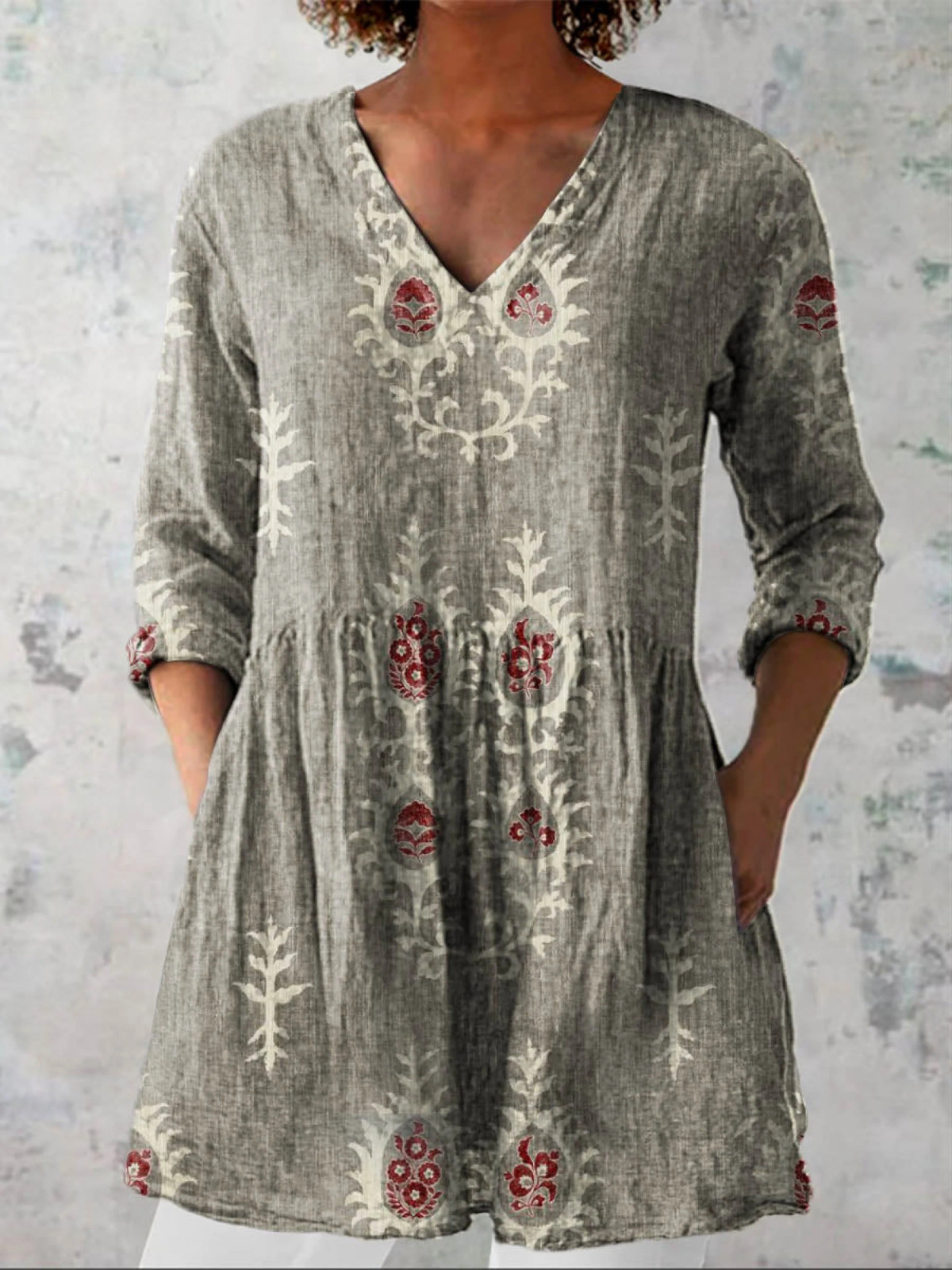 Astrid - Long V-Neck Blouse