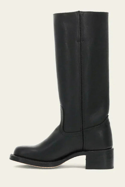 Underside view of a brown Calista classic mid-calf boot, revealing the durable non-slip rubber sole.