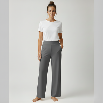 Back pocket detail on the dark brown Clara comfortable stretch trouser.