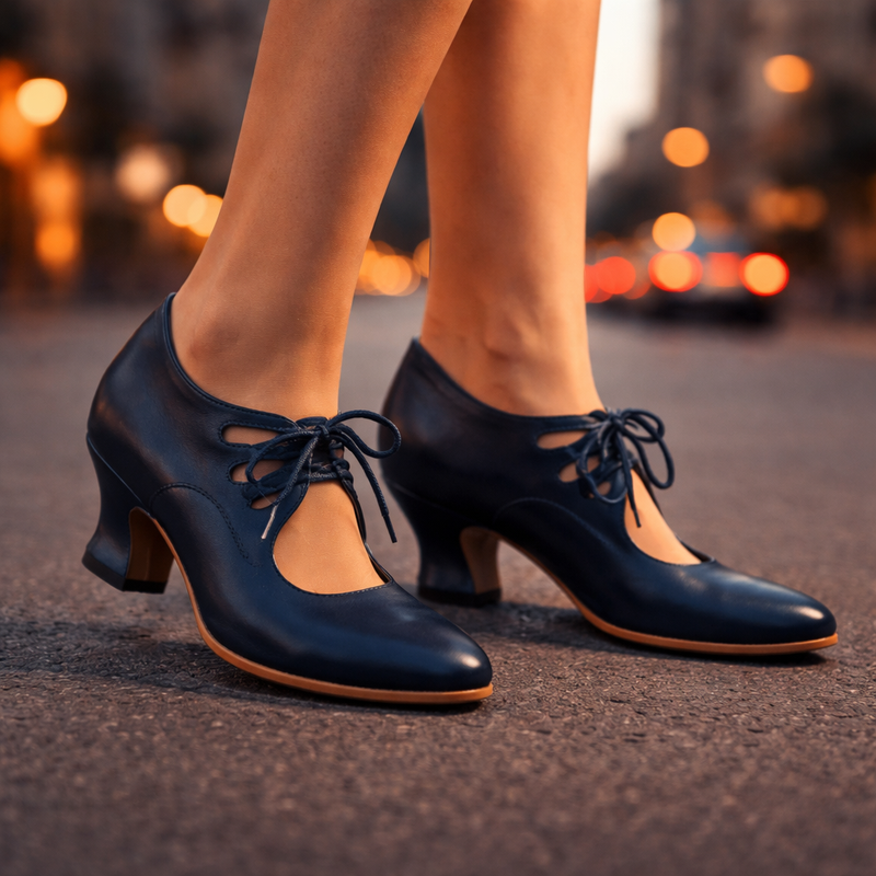 Cordelia - Elegant Leather Lace Heels product image