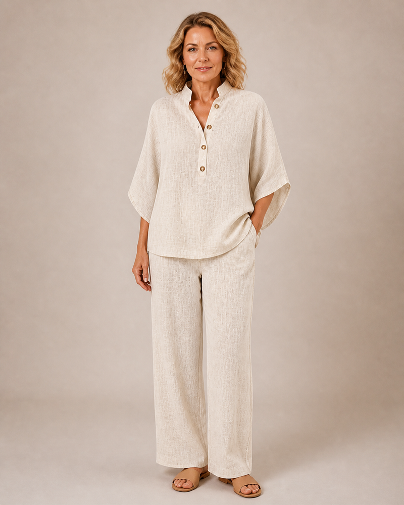 Esmée Relaxed Cotton-Linen Set - Sand - studio