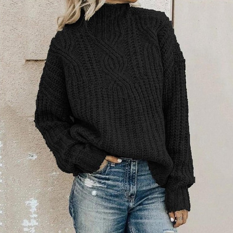 Close-up detail of the premium knit fabric on the Anya elegant knitted jumper, highlighting its intricate weave and quality.