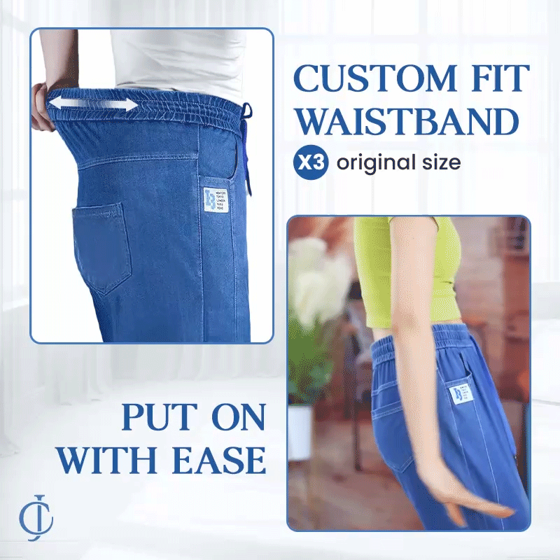 Back view of the high-waisted mom jeans, highlighting the deep pockets and overall relaxed fit.