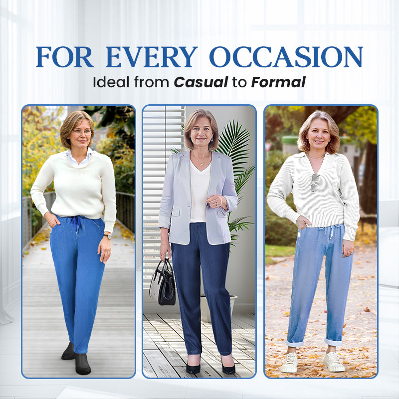 Close-up on the deep front pocket of the mom jeans, indicating practicality for daily essentials.