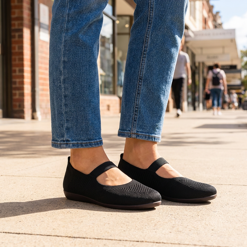 Linnea Comfort Knit Ballet Flats - Black - lifestyle