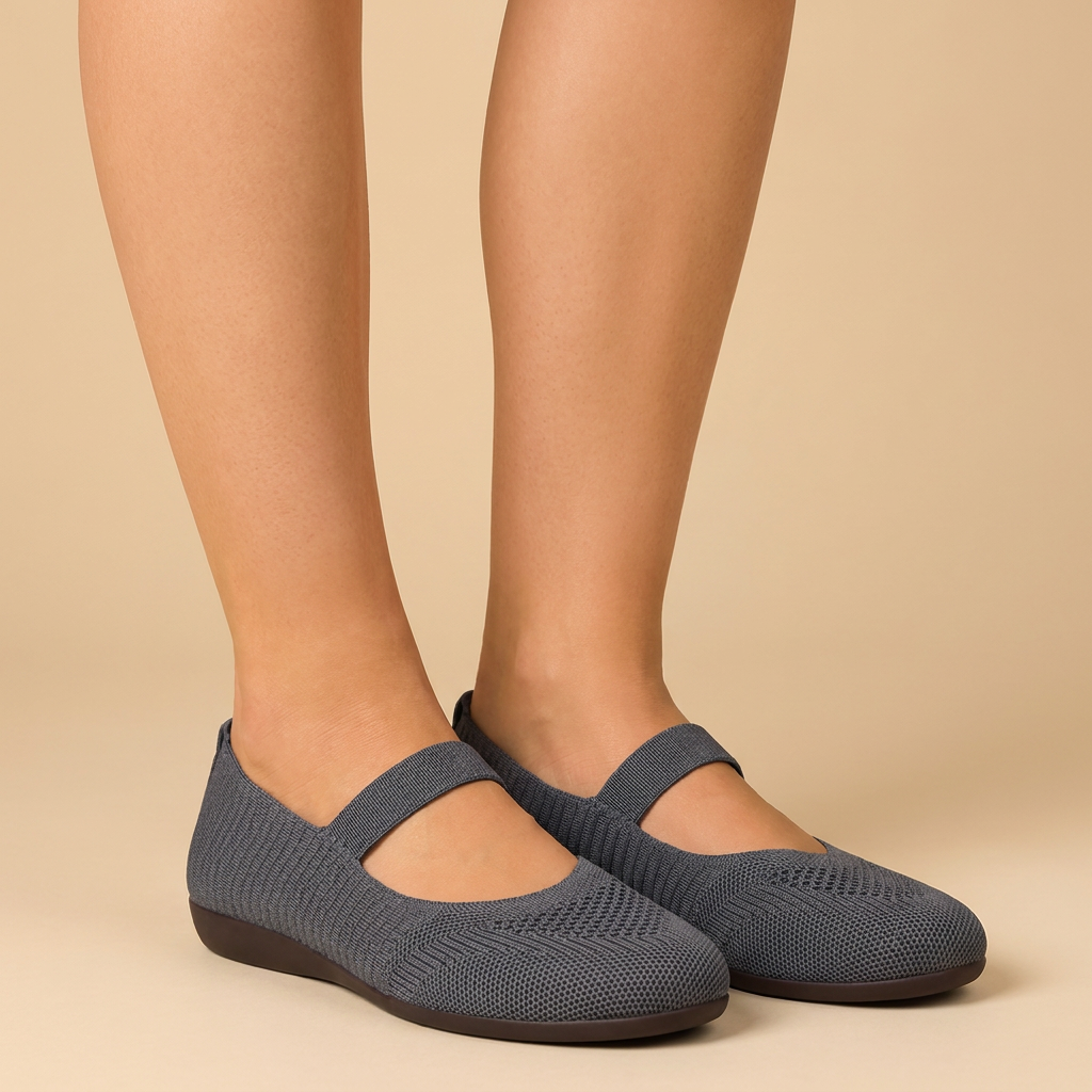 Linnea Comfort Knit Ballet Flats - Grey - studio