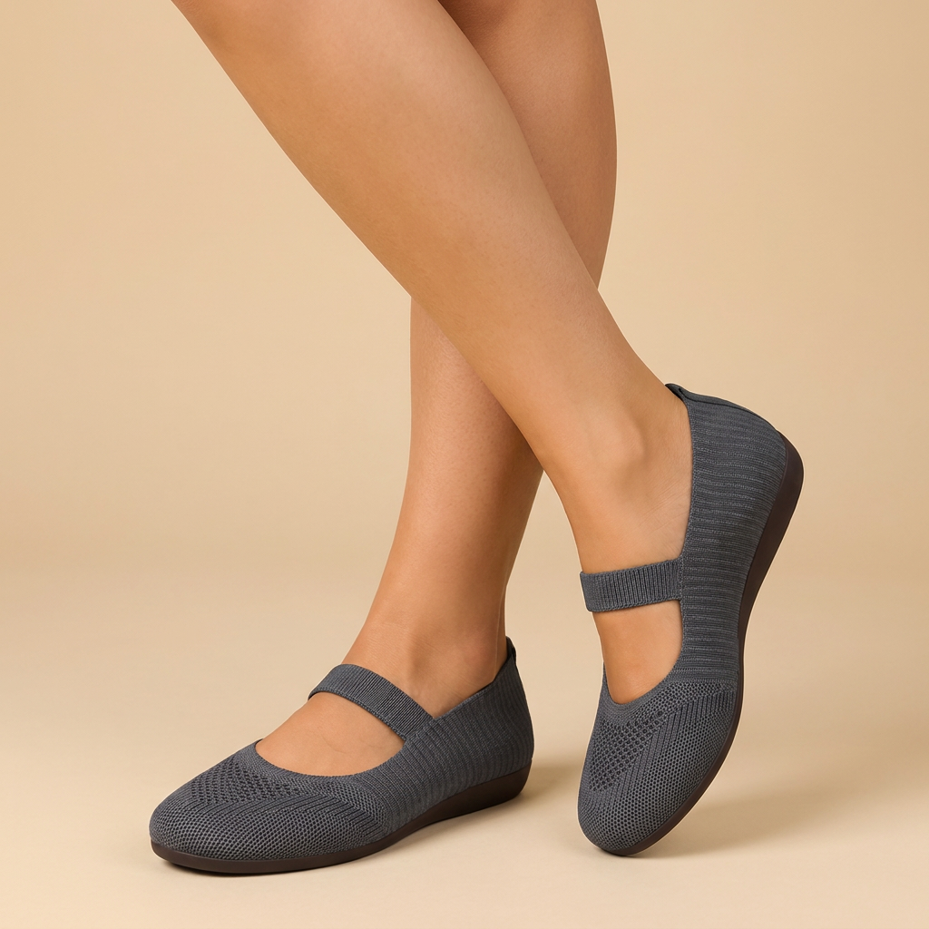 Linnea Comfort Knit Ballet Flats - Grey - studio (alternative pose)
