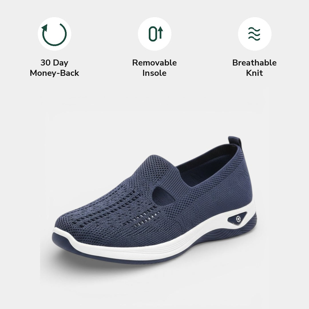 Side angle of a light purple Margot sneaker, focusing on the seamless construction and comfortable fit.
