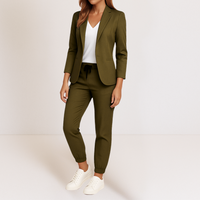 Flat lay of the Saskia tailored jacket, displaying its full silhouette and elegant drape.