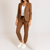 Close-up of the sleeve cuff and button detail on the Saskia women's tailored jacket.