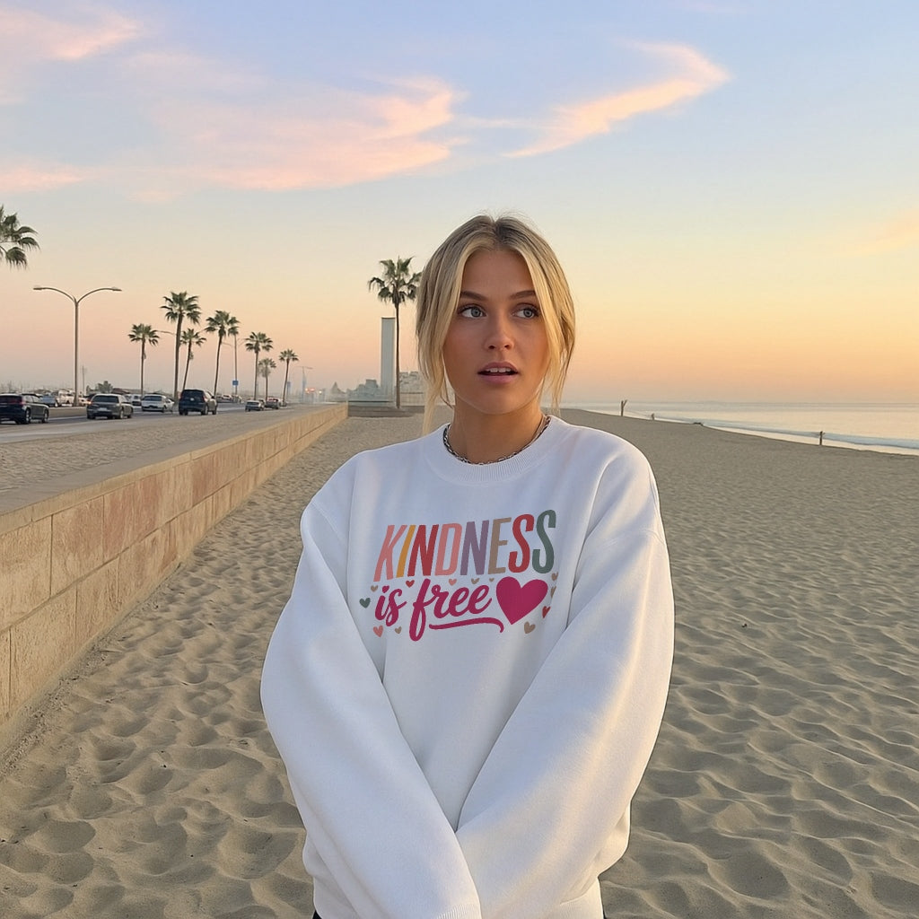 Front view of the Seraphina cosy message sweater in white, showcasing the heart-centred embroidery on a soft knit fabric.