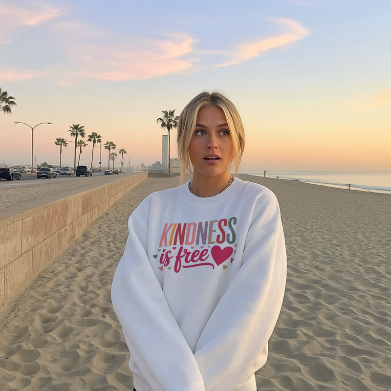 Front view of the Seraphina cosy message sweater in white, showcasing the heart-centred embroidery on a soft knit fabric.